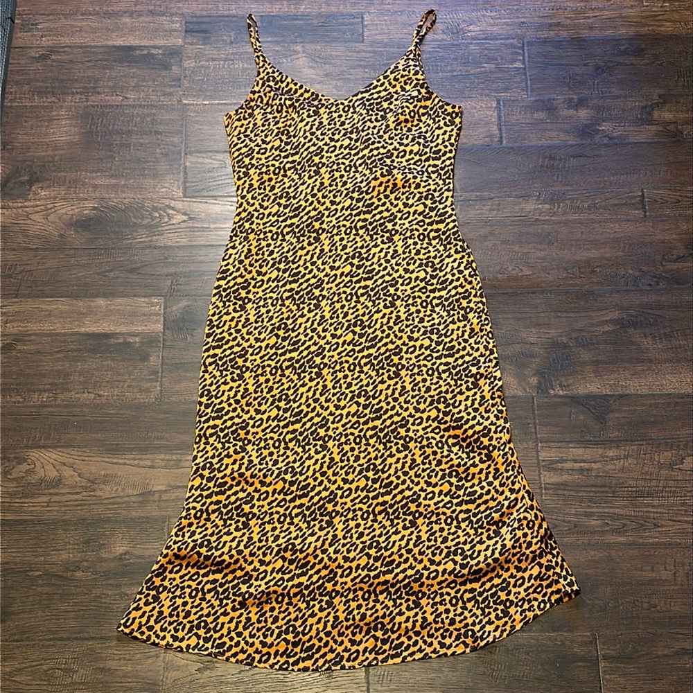 Silly leopard print tea length dress